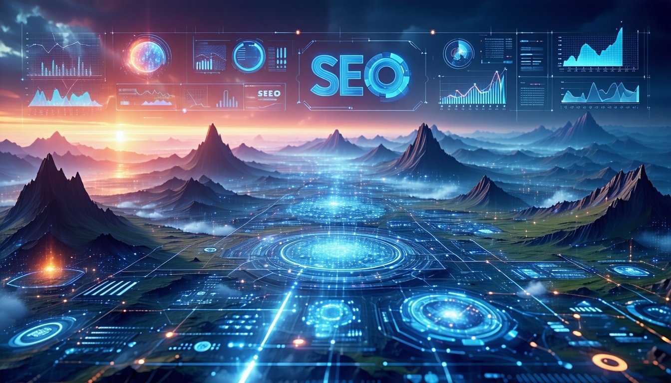 A futuristic digital landscape illustrating the dy