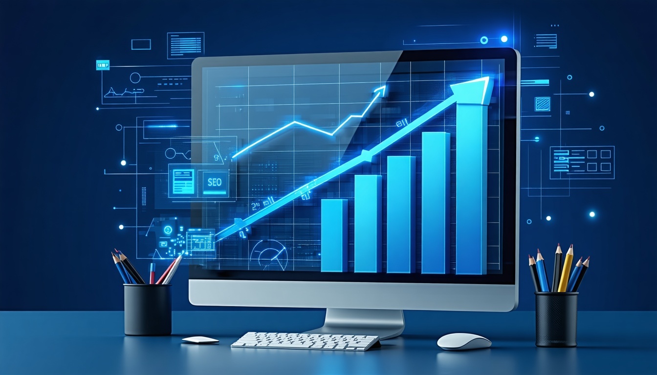 An upward trending graph on a computer screen symb